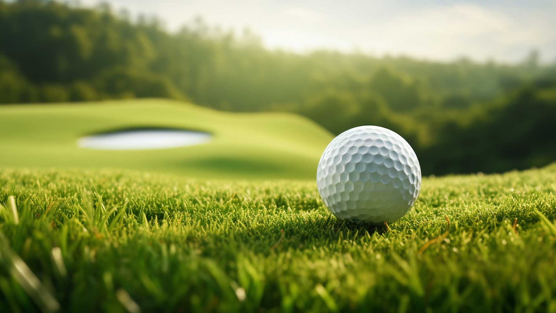Golf ball on tee background
